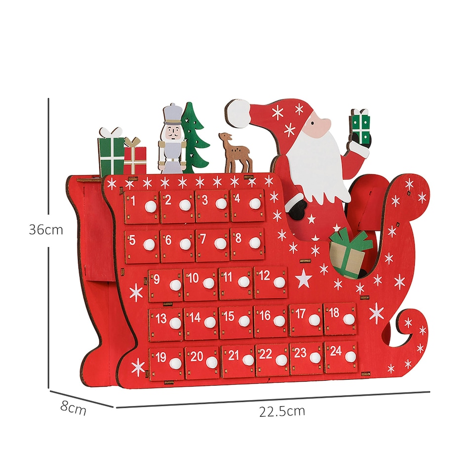 image 1 of HOMCOM Advent Calendar, Christmas Countdown Calendar with 24 Drawers