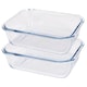 image 1 of Argon Tableware Rectangular Glass Cake Dishes - 22cm x 16.5cm - Pack of 2 | Clear | Clear | 22cm x 16.5cm