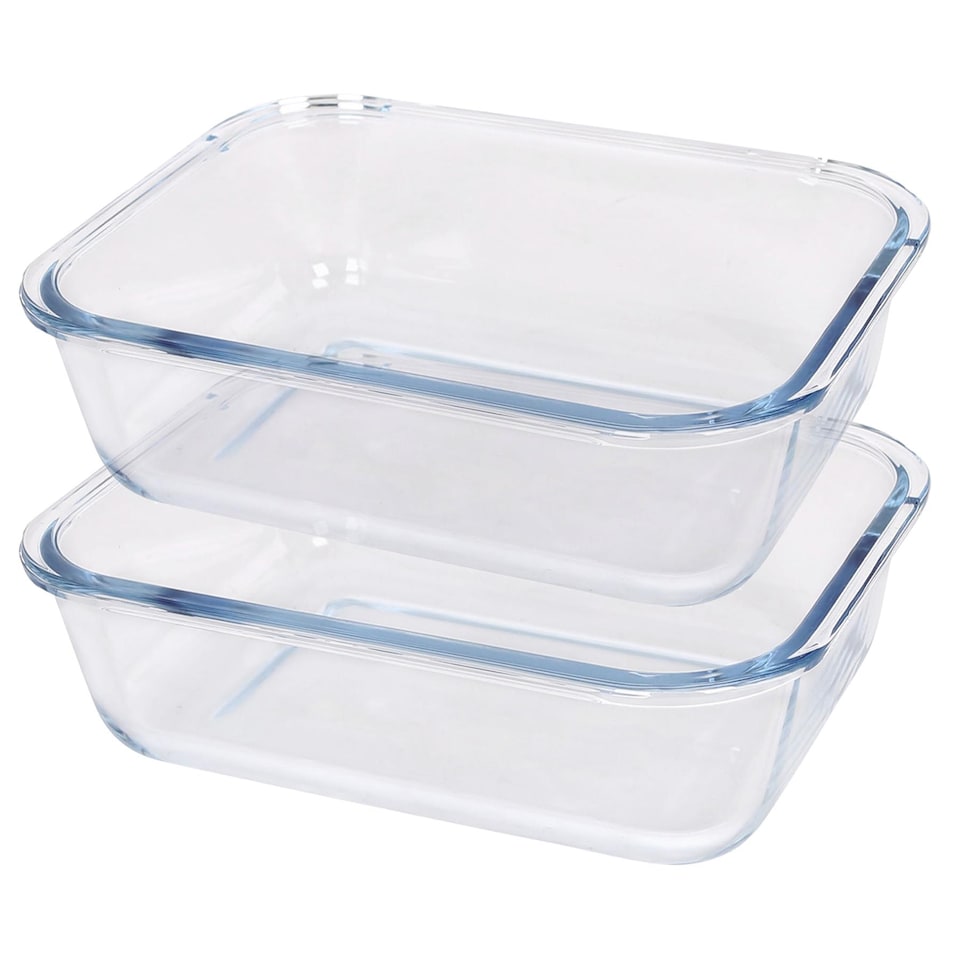 image 1 of Argon Tableware Rectangular Glass Cake Dishes - 22cm x 16.5cm - Pack of 2 | Clear | Clear | 22cm x 16.5cm