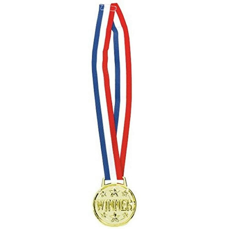 Amscan Winner Medal Necklace - Gold/Blue/Red - One Size
