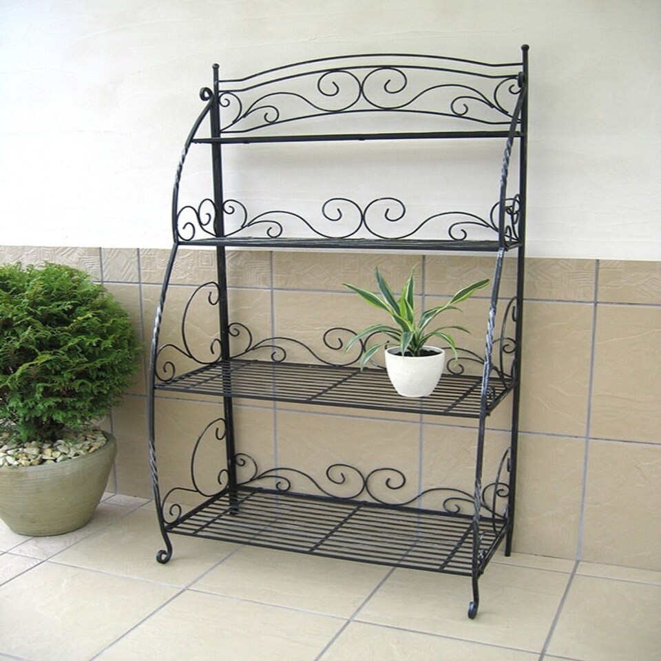 image 1 of Folding Plant Stand 4 Shelf Black
