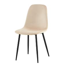 Luxe Dining Chair 2pc Cobbleston Black Powder Legs Cream