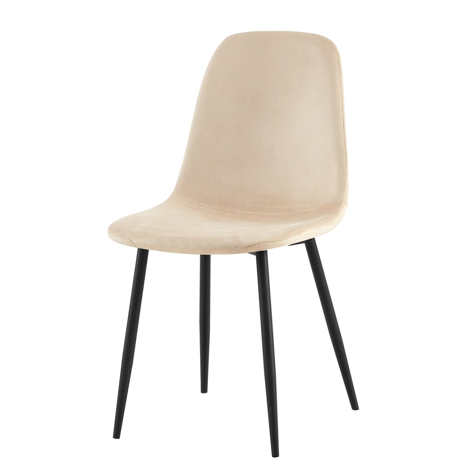 image 1 of Luxe Dining Chair 2pc Cobbleston Black Powder Legs Cream