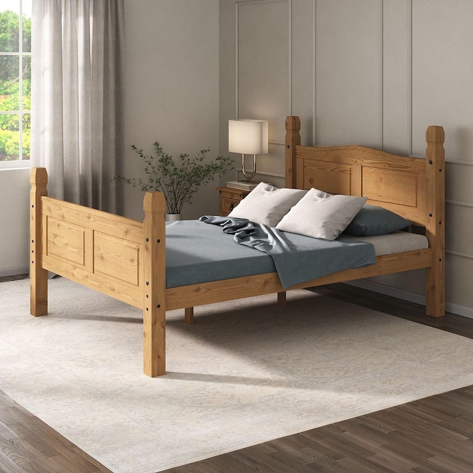 image 1 of Corona Double Bed Frame High Foot End Mexican Solid Pine