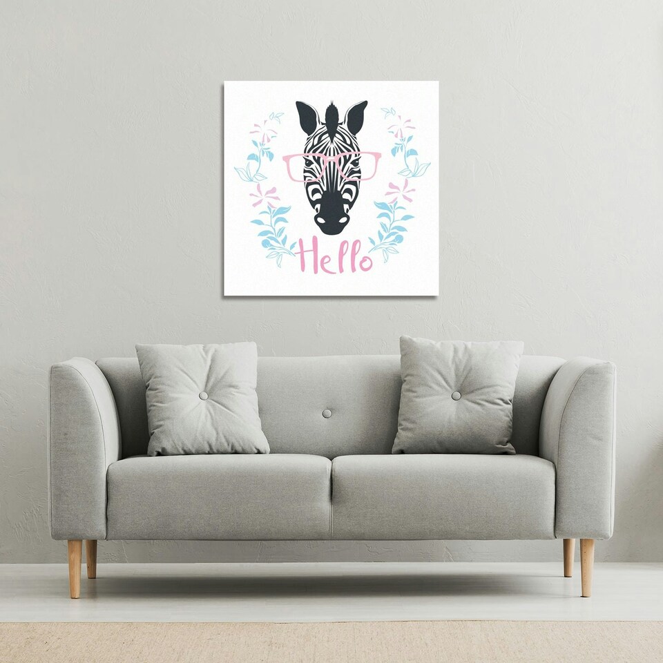 image 1 of Hello Zebra (Canvas Print) 101 x 101 x 4cm