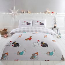 Winter Tails Reversible Polycotton Duvet Cover Set with Pillowcase Multi | Double