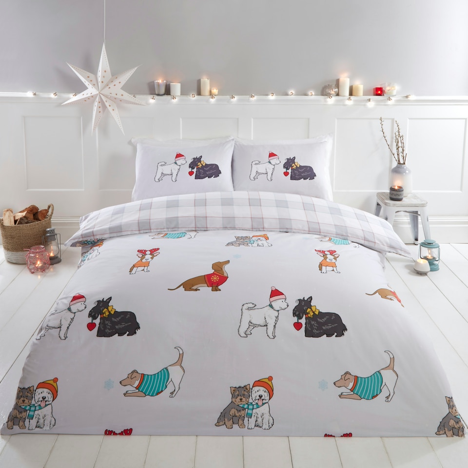image 1 of Winter Tails Reversible Polycotton Duvet Cover Set with Pillowcase Multi | Double