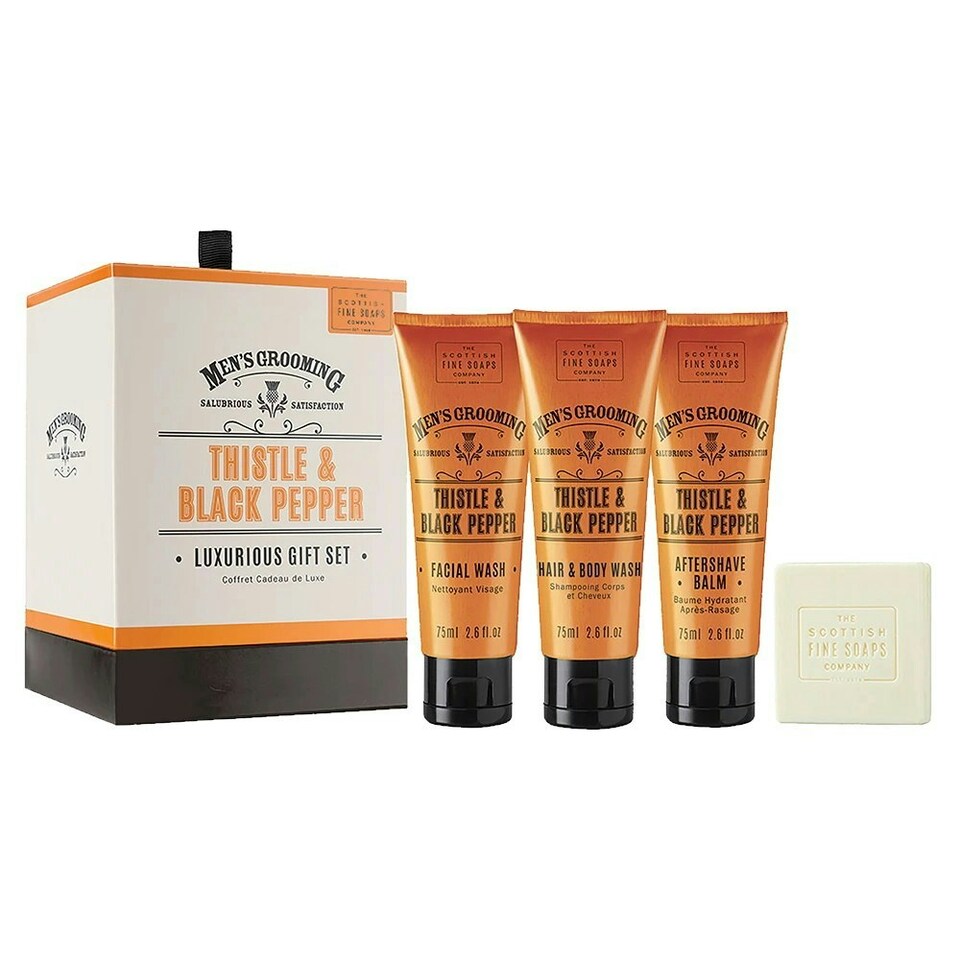 Scottish Fine Soaps Company Luxurious Men's Gift Set Thistle & Black Pepper