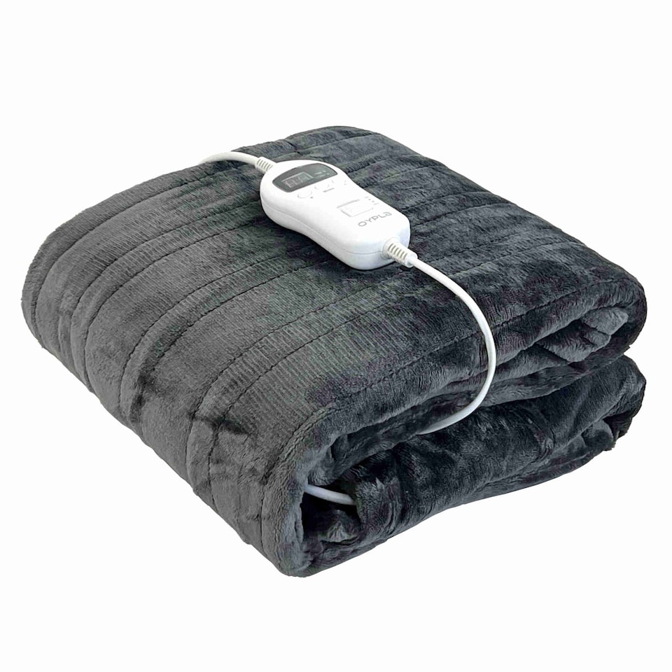 image 1 of Machine Washable Heated Throw Electric Blanket with 10 Heat Settings | Grey
