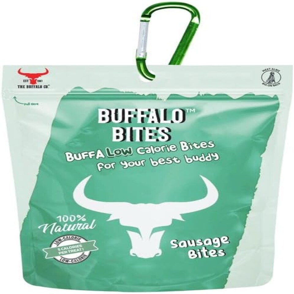 Buffalo Buffalo Bite Training Sausage Adult Treat Dog pet food packaging