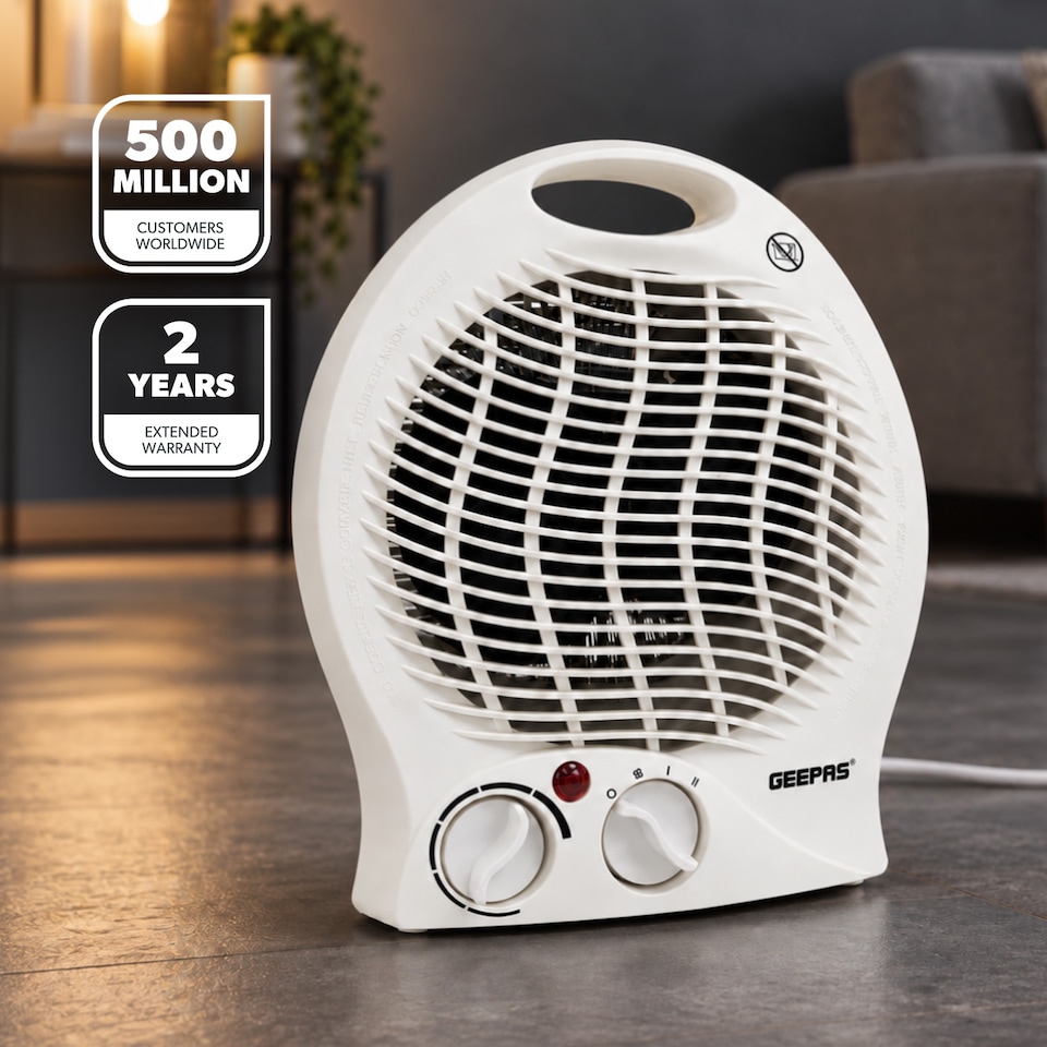 image 1 of GEEPAS Portable Fan Heater With 2 Heat Settings 2000W White