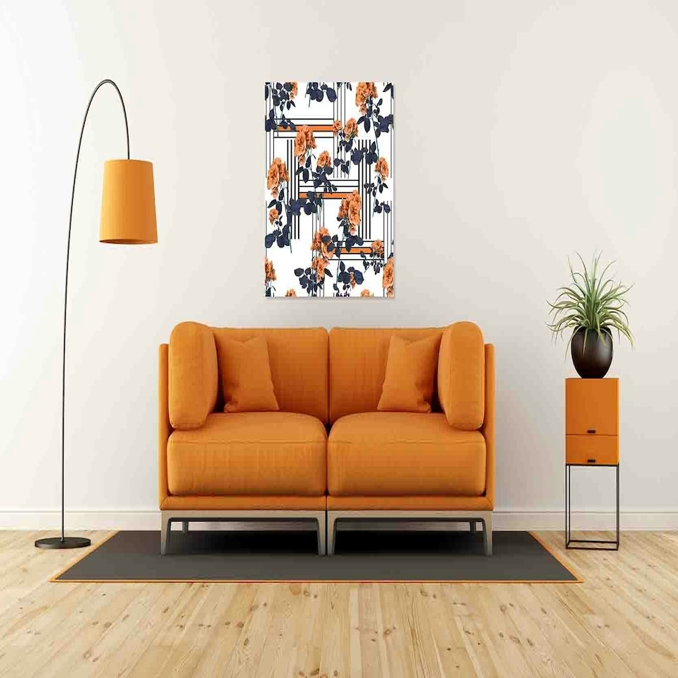 image 1 of Flowers and lines (Canvas Print) 102cm x 102cm