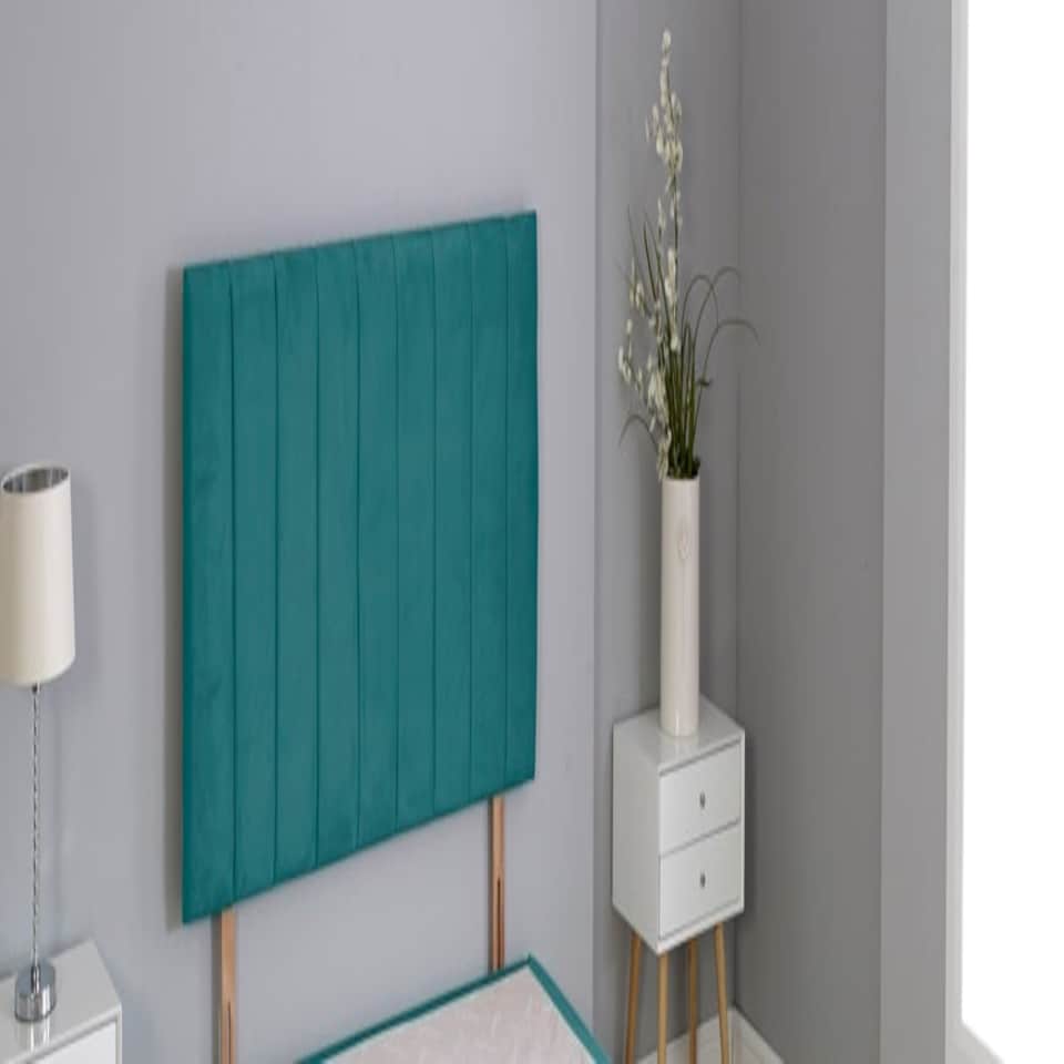image 1 of Green Plush Velvet 9 Panel Headboard Green | 4FT Small Double 26"inch Headboard