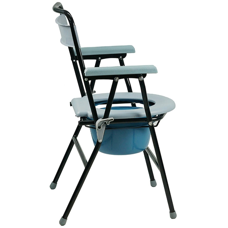 image 1 of Folding Steel Commode Toilet Chair Foldable Seat And Pan Portable disability aid