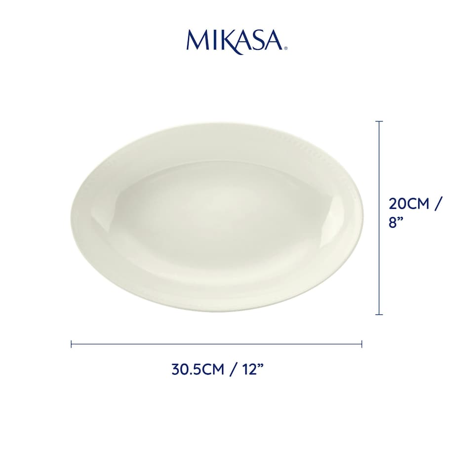 image 1 of Mikasa Serving Dish White Ceramic Oval 30.5cm