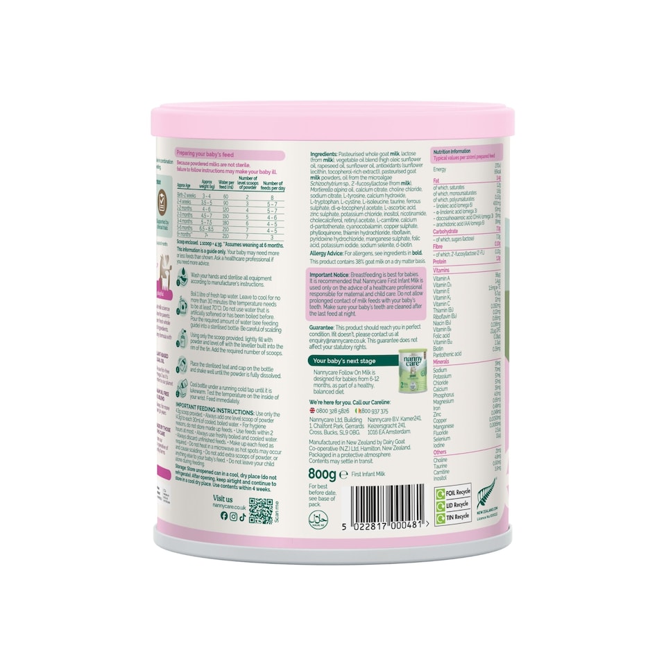 image 1 of Nannycare First Infant Goat Milk Formula - Stage 1 (800g - box of 6)