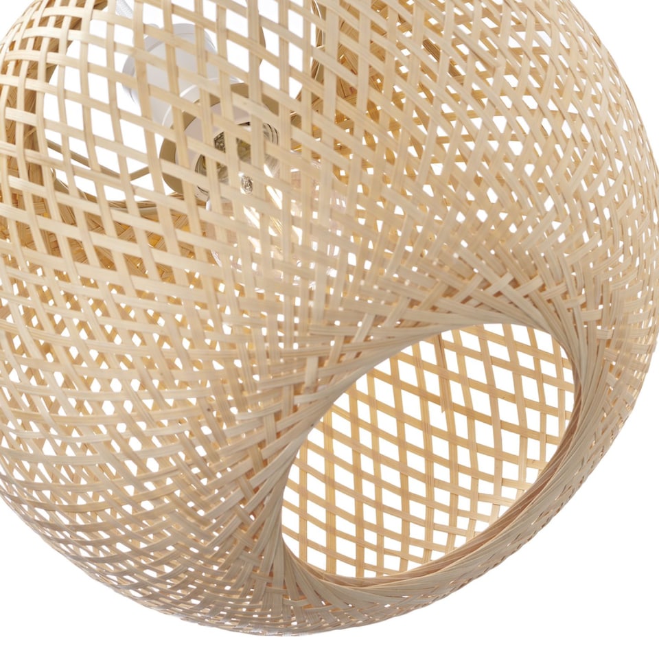 image 1 of Modern Spherical Cage Design Bamboo Strapping Pendant Lamp Shade | Brown | Brown | 1