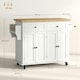 image 7 of HOMCOM Rolling Kitchen Island Cart with Rubber Wood Top, Spices Cream White