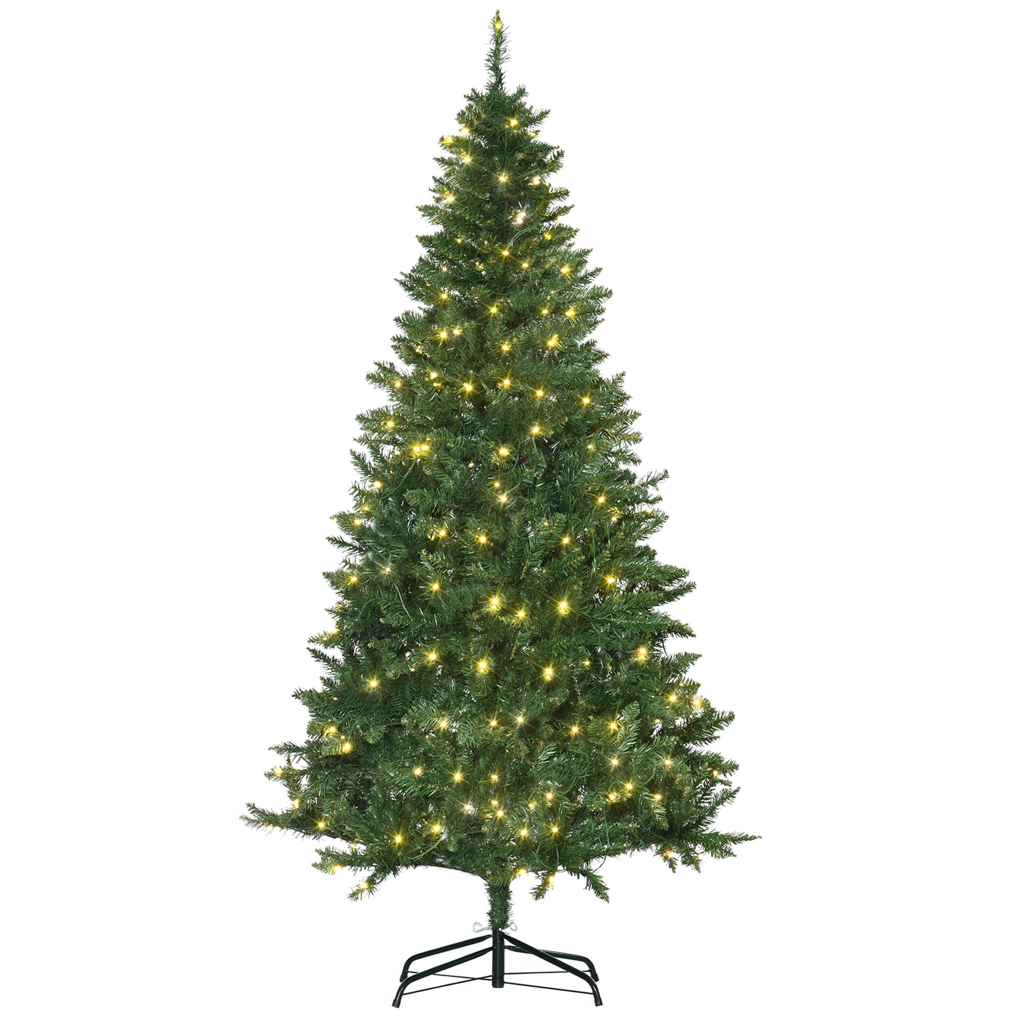 HOMCOM 6FT Prelit Artificial Christmas Tree w/ Warm White Light Xmas Decoration