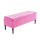 image 4 of 180cm Paris Striped Ottoman Storage Bench- Plush Velvet Shoe Bench - Pink Upholstery Footstool with Storage