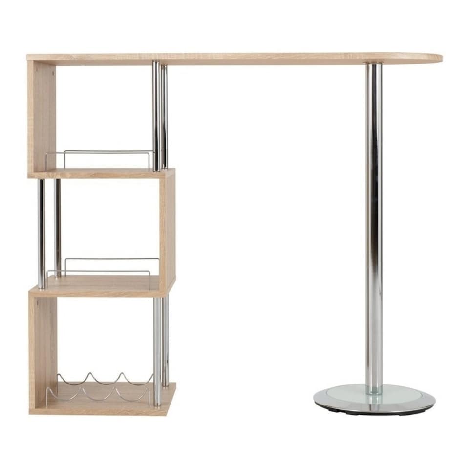 image 1 of Charisma Home Bar Table - L120 x W40 x H104.5 cm - Light Sonoma Oak Effect Veneer/Chrome Brown