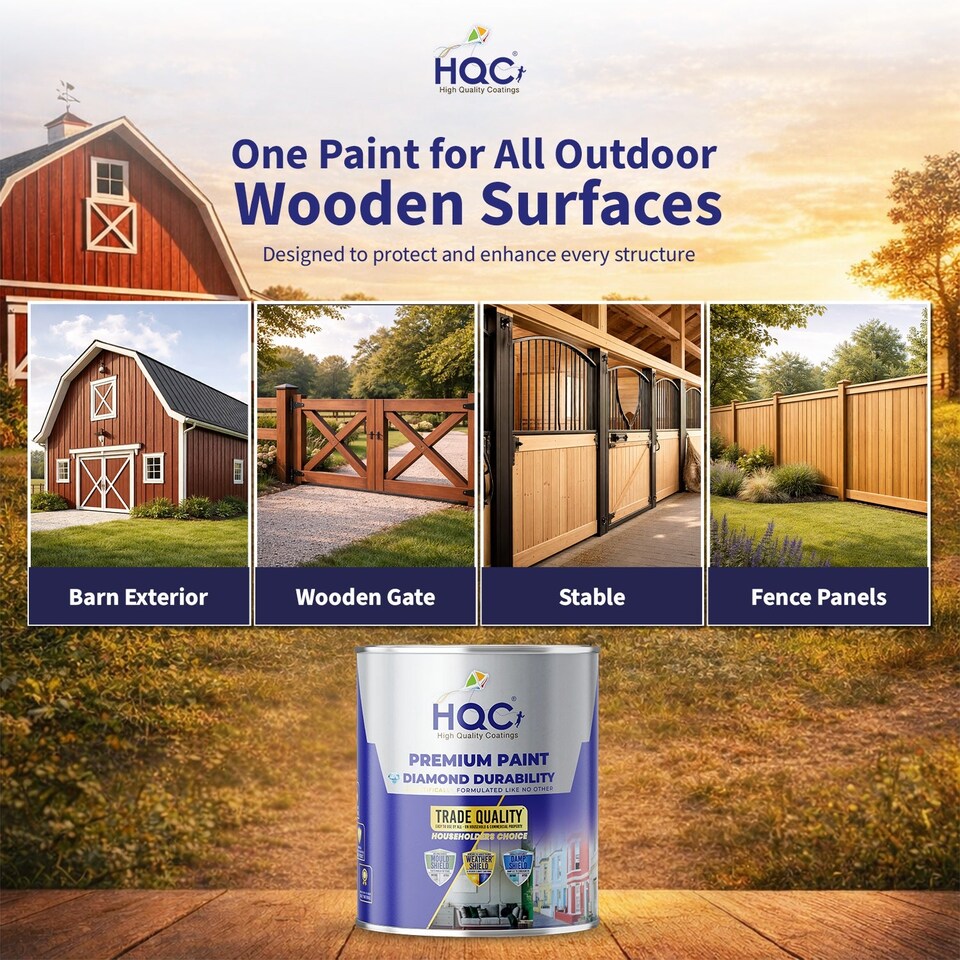 image 1 of HQC Barn Paint - Long-lasting Barn, Shed, Fence And All Other Wood Protection - Black - 1L