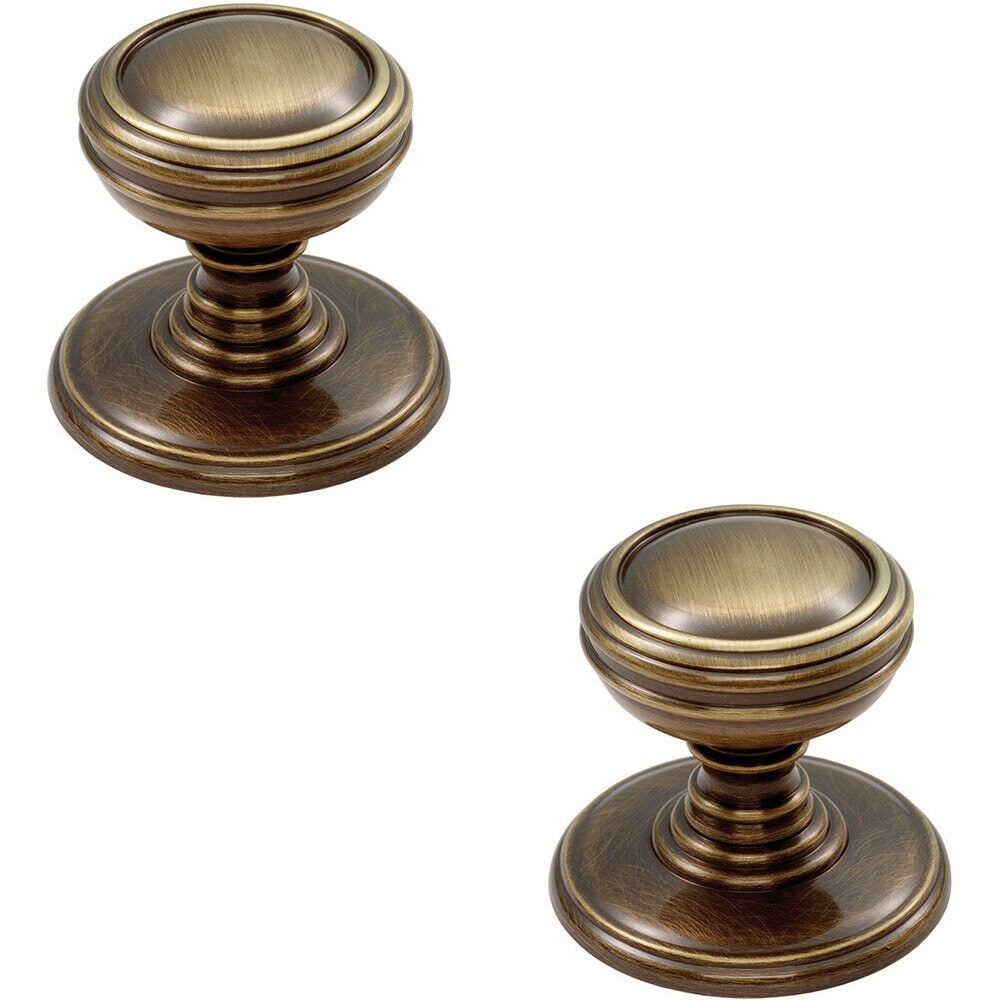 Loops 2x Ringed Tiered Cupboard Door Knob 30mm Diameter Bronze Cabinet Handle