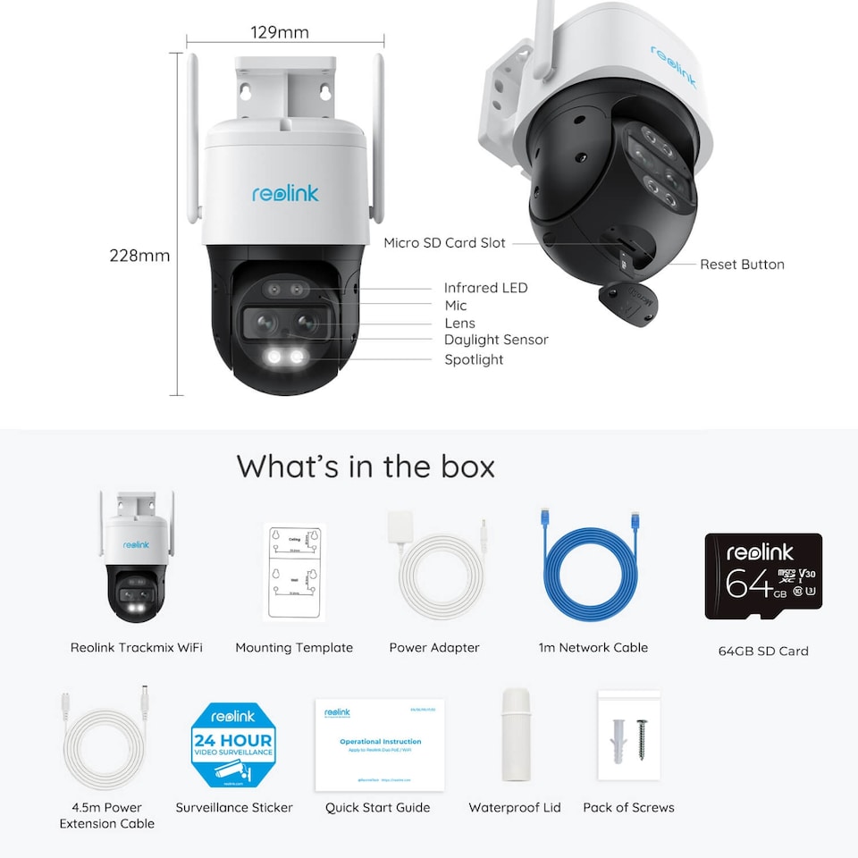 image 1 of reolink trackmix 4k wifi ptz cam+64