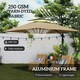 image 9 of Outsunny 3.5m Aluminium Cantilever Parasol w/ LED Lights Crank Tilt UV50+ Khaki Black | Black