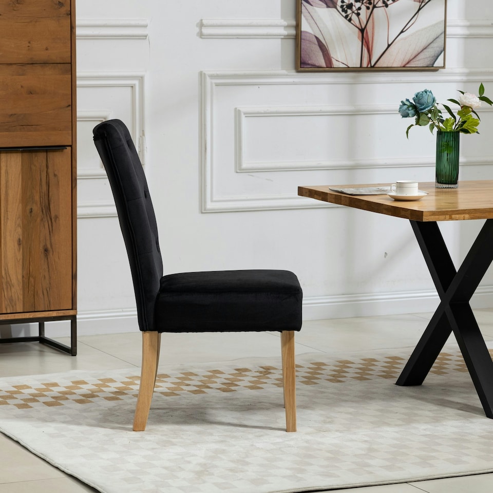 image 1 of Pienza Velvet Dining Chairs - Set of 2 - Black