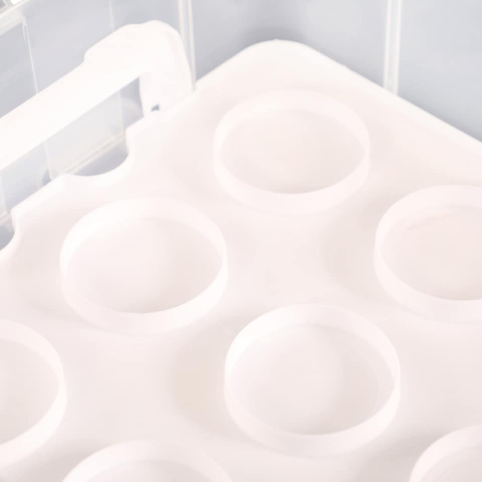 image 1 of 2 Tier Cupcake Cake Holder Portable Storage Carrier | Clear