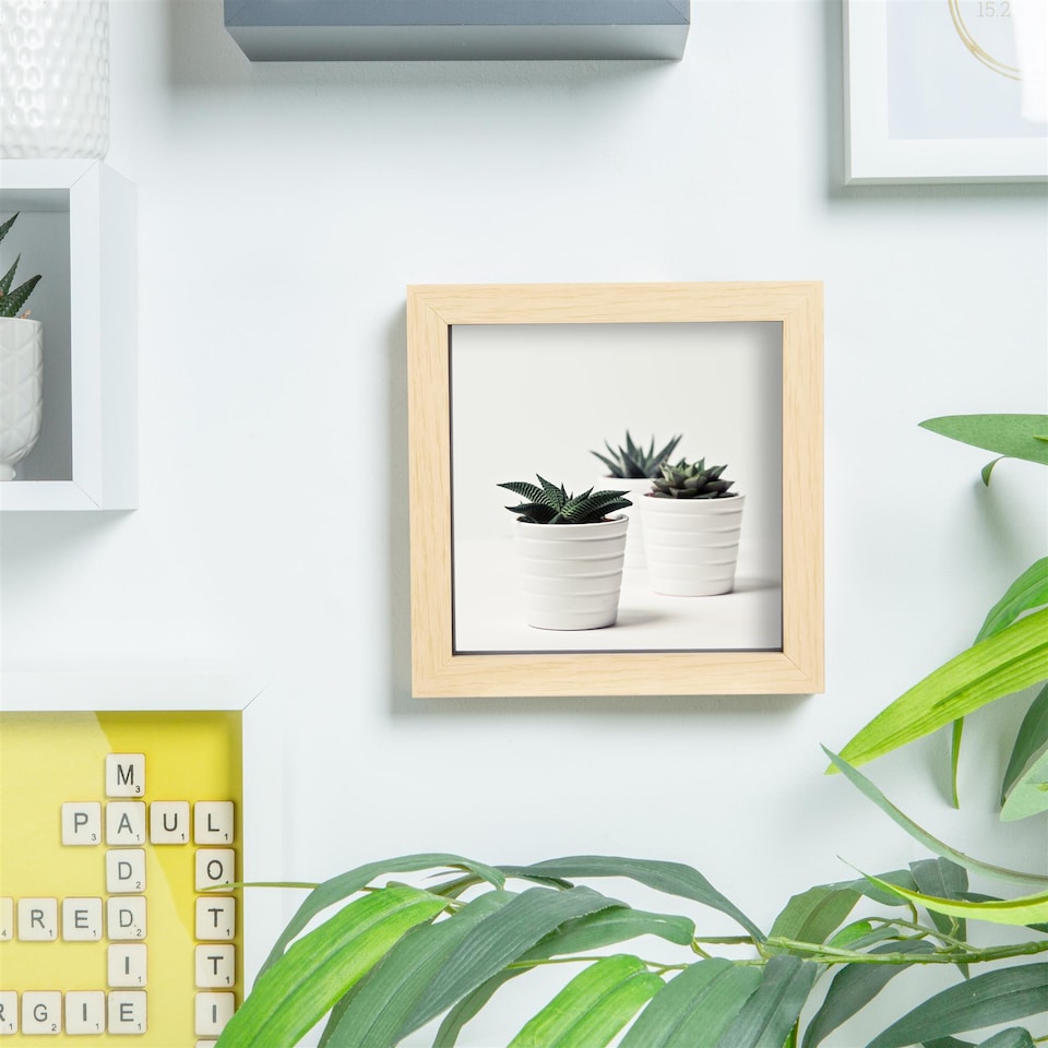 image 1 of Nicola Spring 3D Box Photo Frame - 6" x 6" - Light Brown