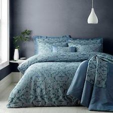 Portfolio Home Blenheim Damask Jacquard Bedding Duvet Cover Set Blue | Double
