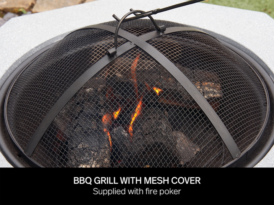 image 1 of Field & Flame Rhoda Wood Burning BBQ Fire Pit in Concrete Grey