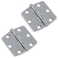 Polished Butterfly Door Hinge 2 PackStainless Steel 75mm x 73mm 316 Marine Cabin Silver