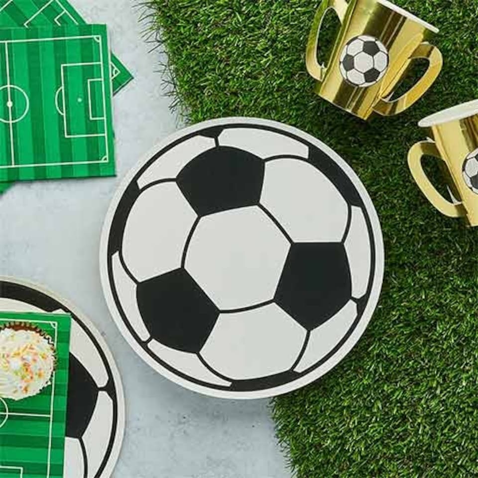 image 1 of Football Round Paper Plates 23cm - Pack of 8