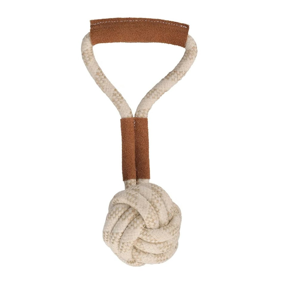 image 1 of Benji & Flo Tug ´N´ Play Ball Suede Rope Dog Toy - Brown/Beige - One Size