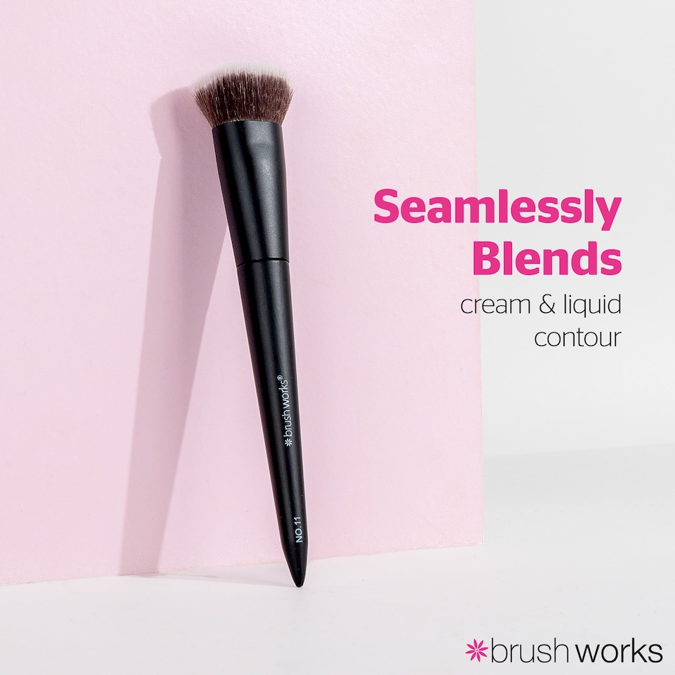 image 1 of Brushworks No. 11 Flat Top Contour Brush | Black