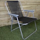 image 3 of 2 x Foldable Garden Chairs Fixed position garden chairs with grey frame and black fabric | Grey | Grey