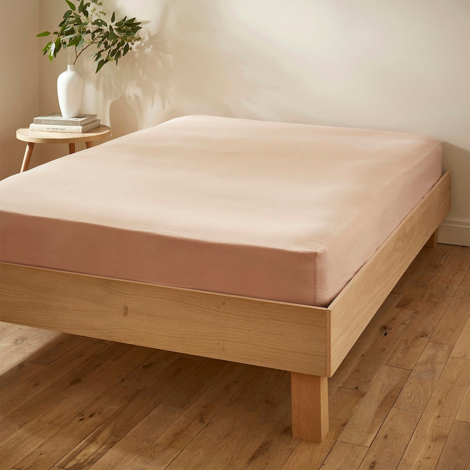 image 1 of Touch Of Linen - Seashell Pink - Fitted Sheet Pink | Seashell Pink | Double
