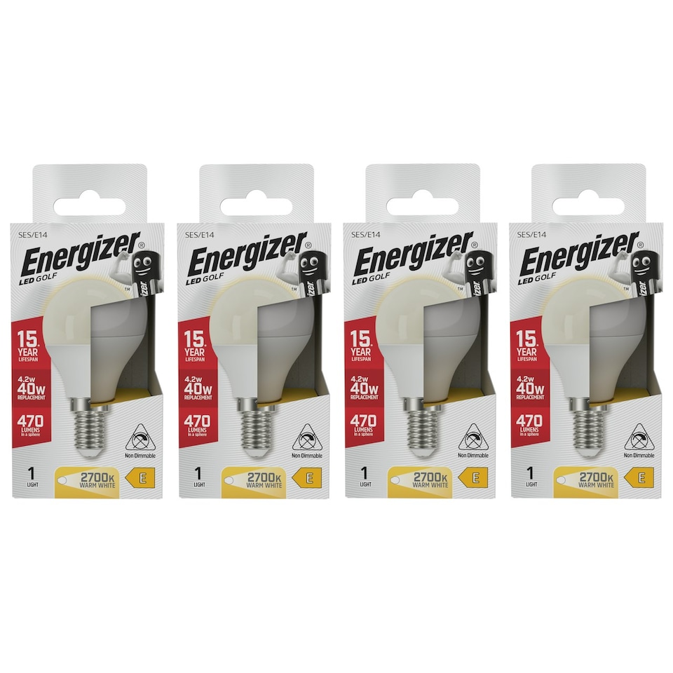 image 1 of Energizer LED Golf Ball E14 470lm 4.2W 2700K (Warm White) Light Bulb - Pack of 4