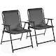 image 1 of Yaheetech Set of 2 Outdoor Texteline Folding Dining Chairs with Backrest-Dark Grey | Grey | Dark Grey | One Size | 1