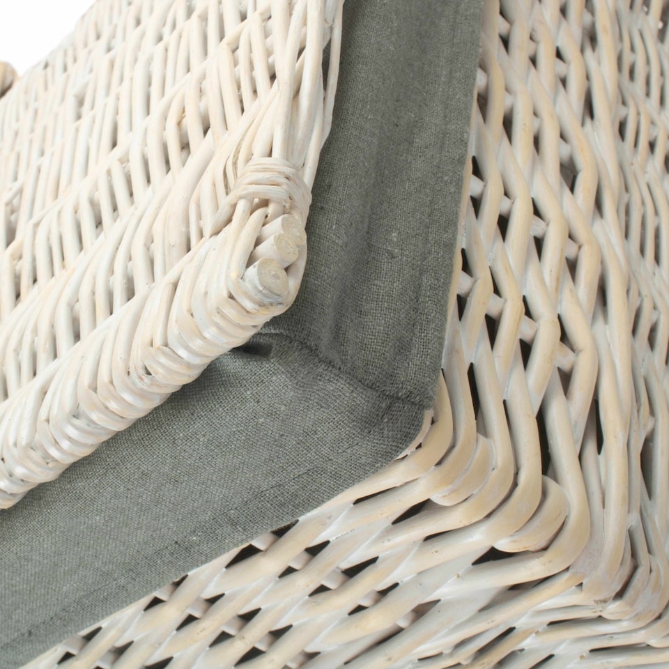 image 1 of Set of 2 Square White Wash Laundry Hamper with Grey Sage Lining | Grey | Grey