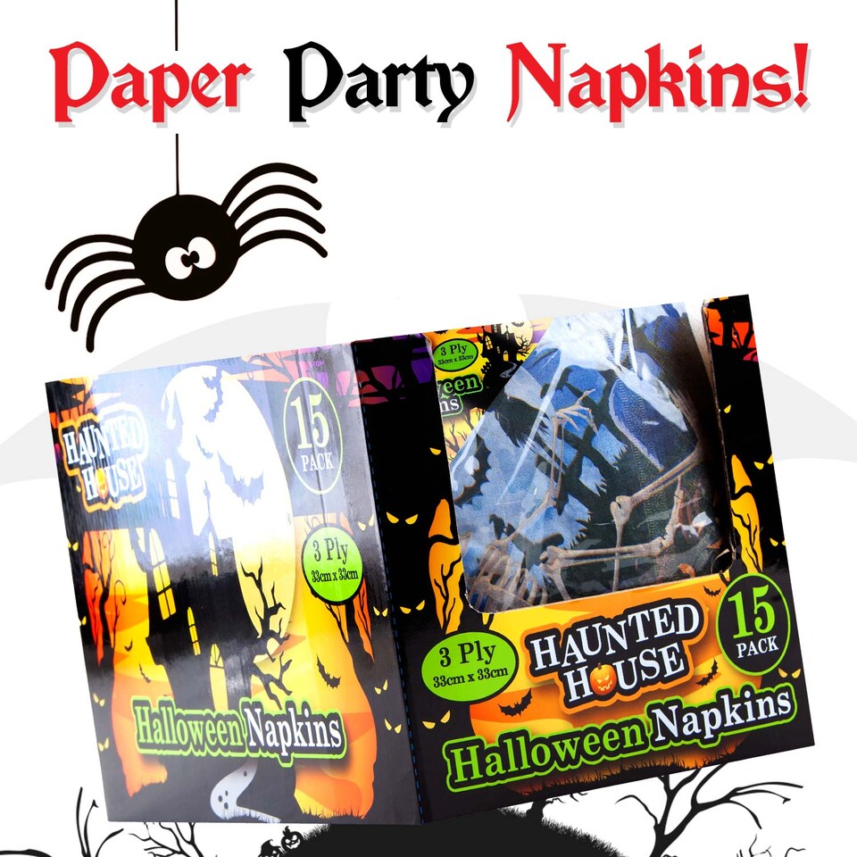 image 1 of PMS Halloween Napkins - Spooky 3-Ply Novelty Serviettes, Pack of 15