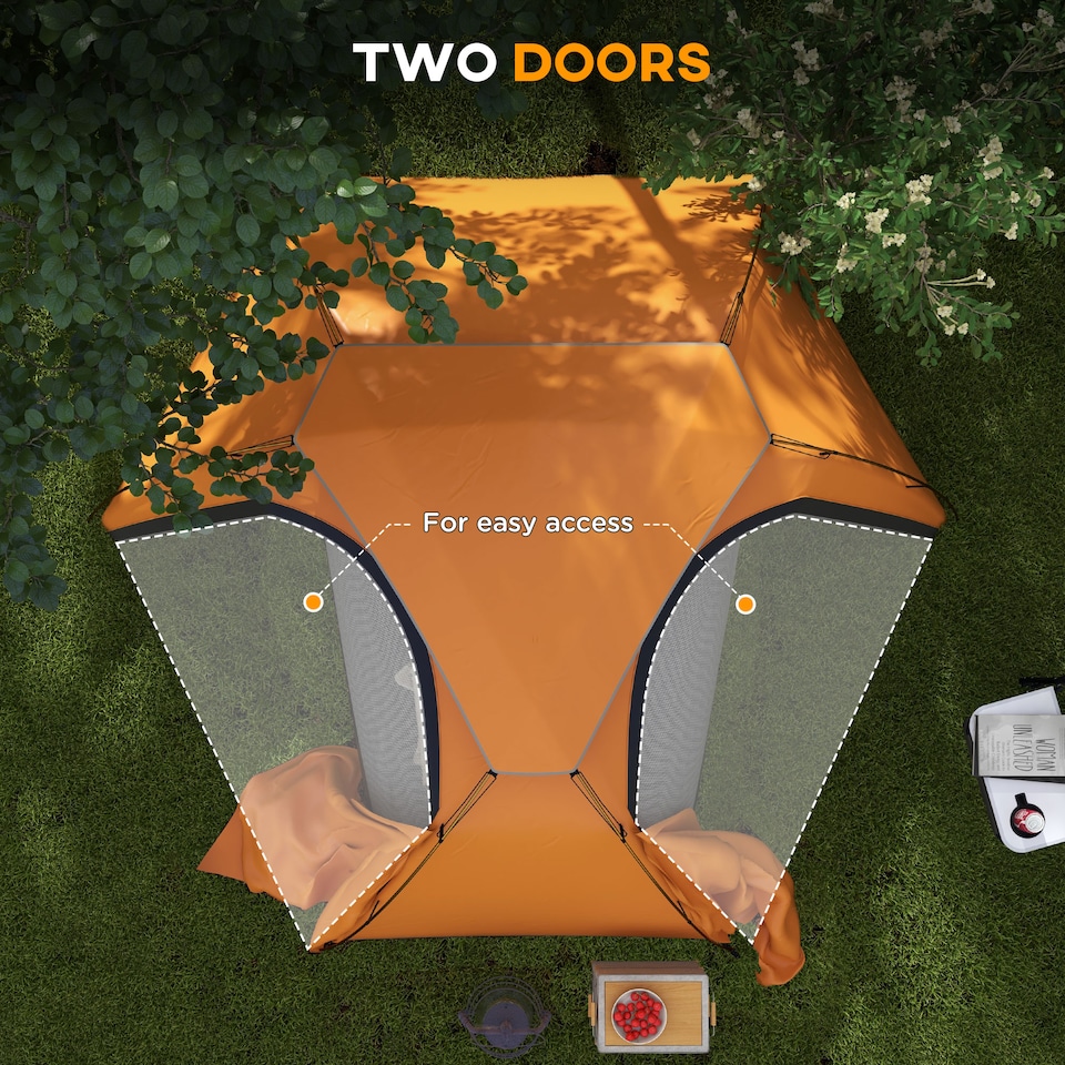 image 1 of Outsunny Camping Tent Dome Tent with Removable Rainfly for 1-2 Man, Orange