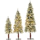 image 1 of COSTWAY 3 FT/ 4 FT/ 5FT Artificial Xmas Tree Set of 3 Snowy Christmas Tree LED Lights