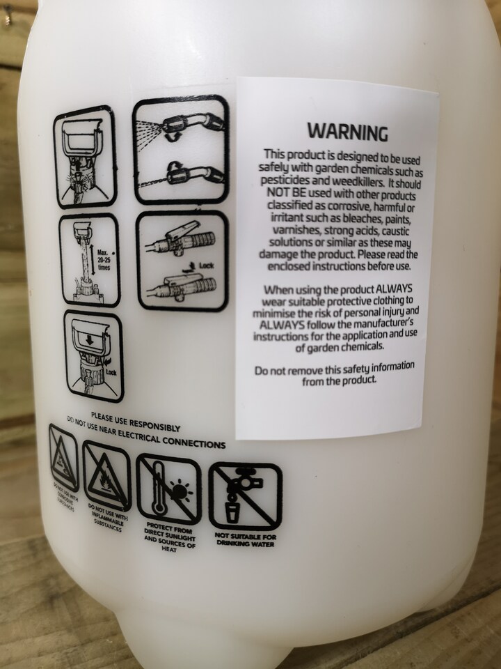 image 1 of 5 Litre Garden Pressure Sprayer with Shoulder Strap for Weeds / Fertiliser | White | White