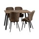 image 1 of Quebec Straight Edge Dining Set - Medium Oak Effect - Black - Brown Faux Leather | Brown | 5