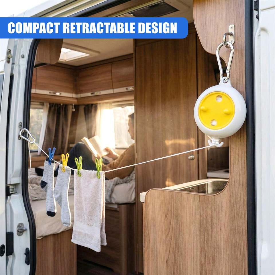 image 1 of GEEZY Portable Washing Line Travel Laundry Rope White