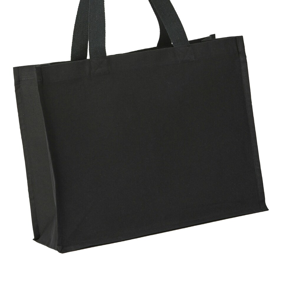 image 1 of Nutshell Premium Stand-Up Canvas Recycled Shopper Bag - Black - 26cm x 14cm x 22cm | Black